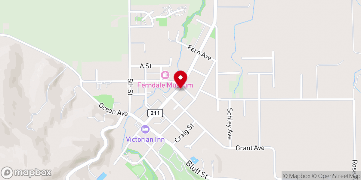 Map showing location of Ferndale Chamber of Commerce - Visitor Center, Ferndale, CA