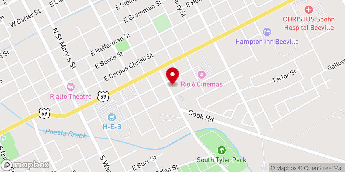 Map showing location of Beeville Family Church