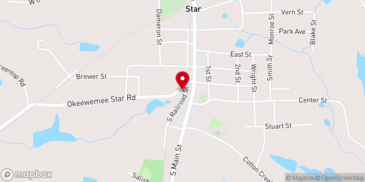 Map showing location of Star Presbyterian Church