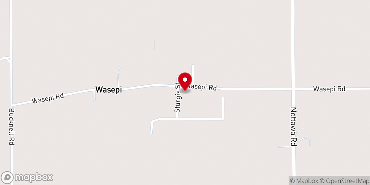 Map showing location of Wasepi Mennonite Chapel