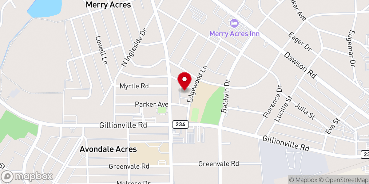Map showing location of St. Teresa's Catholic Church