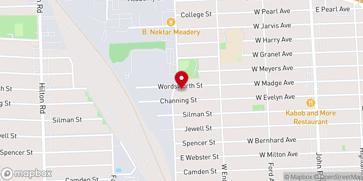 Map showing location of Oak Park Missionary Baptist Church