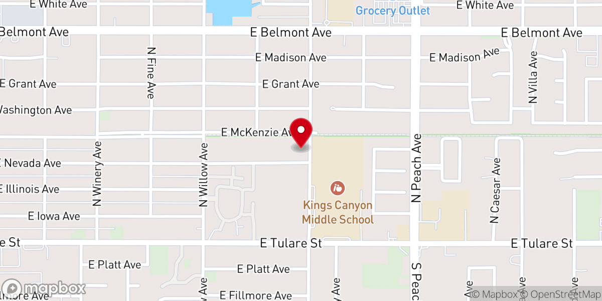 Map showing location of Fresno Debre Selam MedhaneAlem Ethiopian Orthodox Tewahido Church