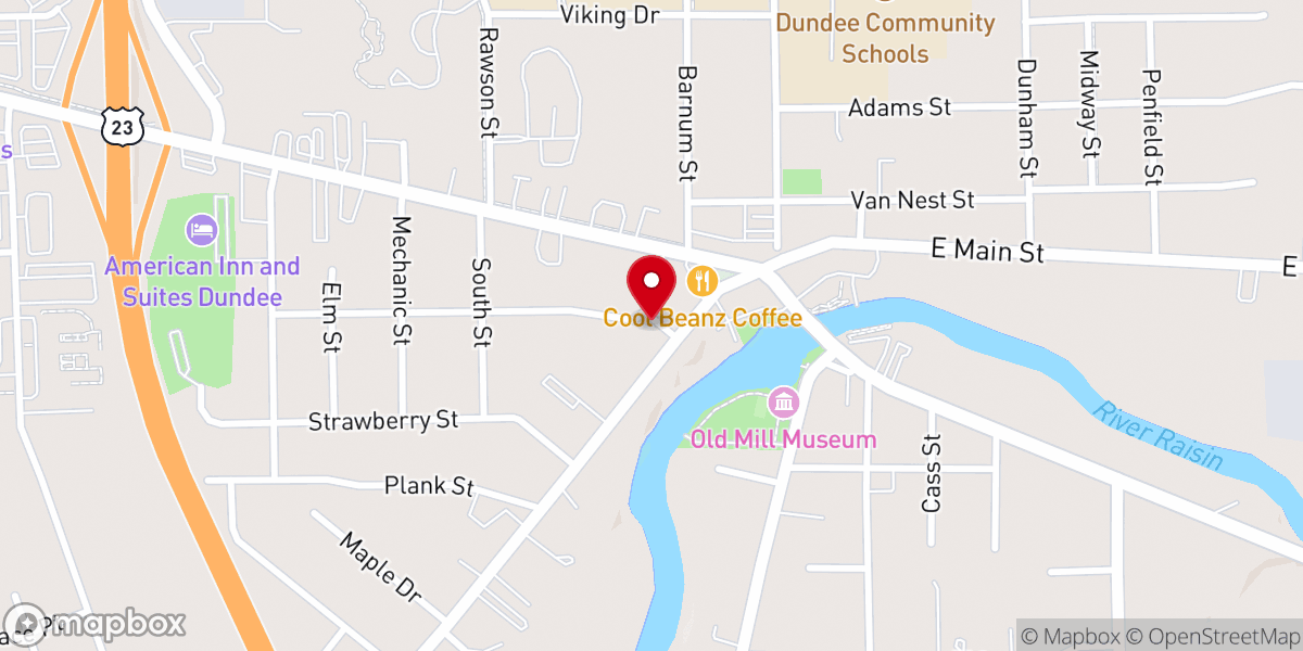 Map showing location of Dundee Community Church of the Nazarene