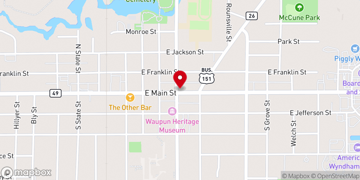 Map showing location of Waupun