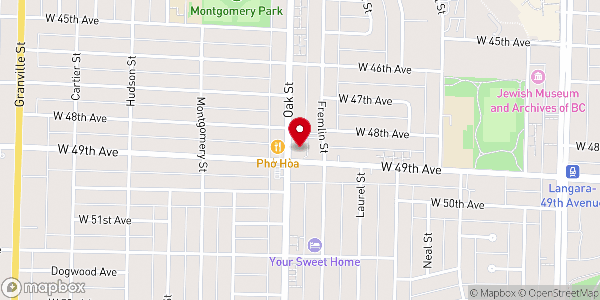 Map showing location of Vancouver Unitarians