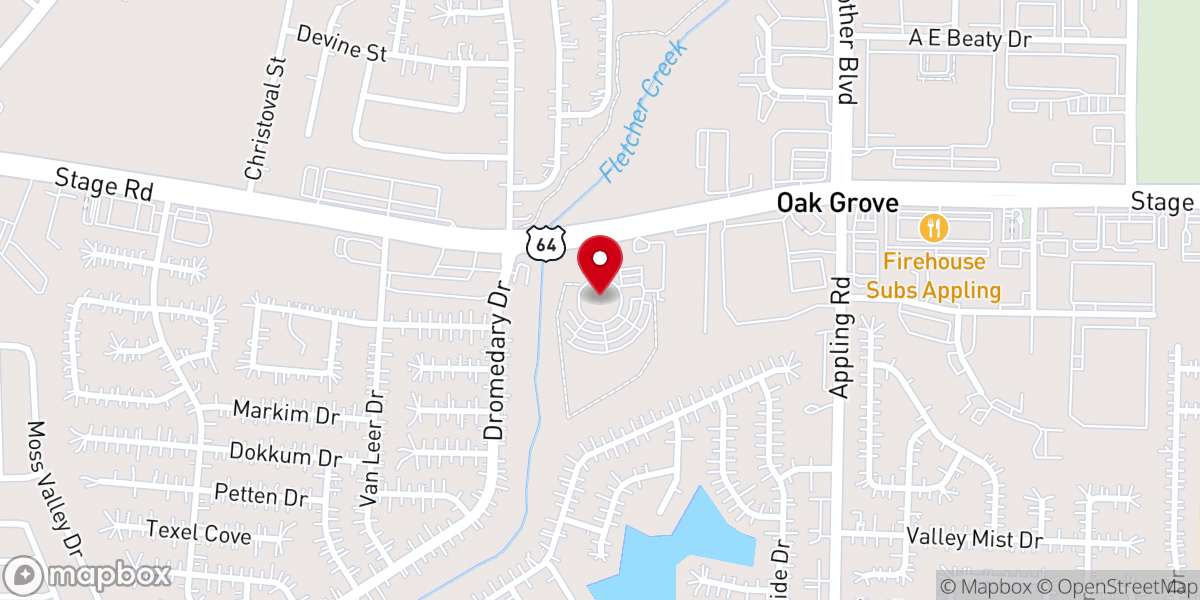 Map showing location of Oak Grove Missionary Baptist Church