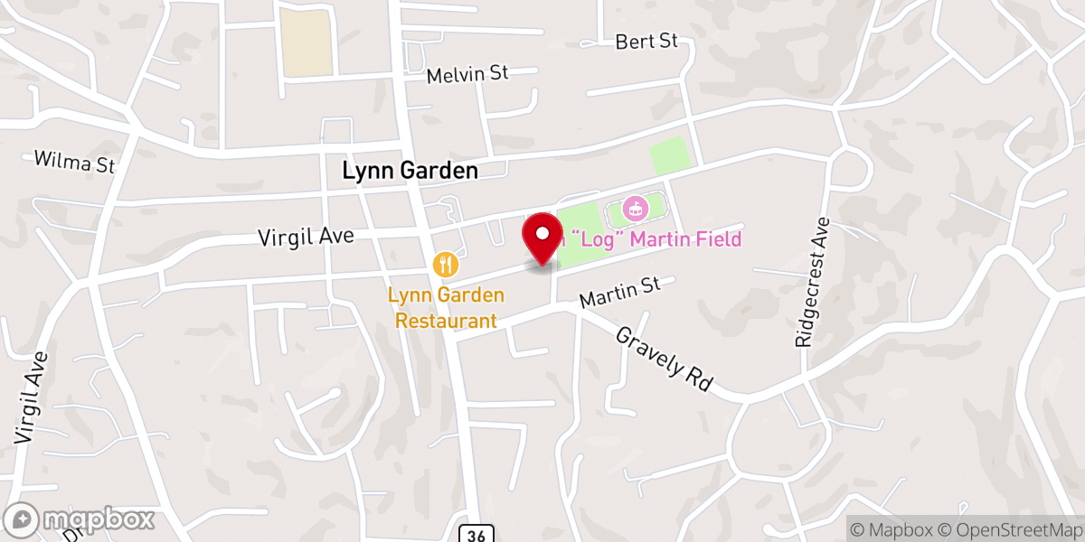 Map showing location of Lynn Garden Evangelical Methodist Church