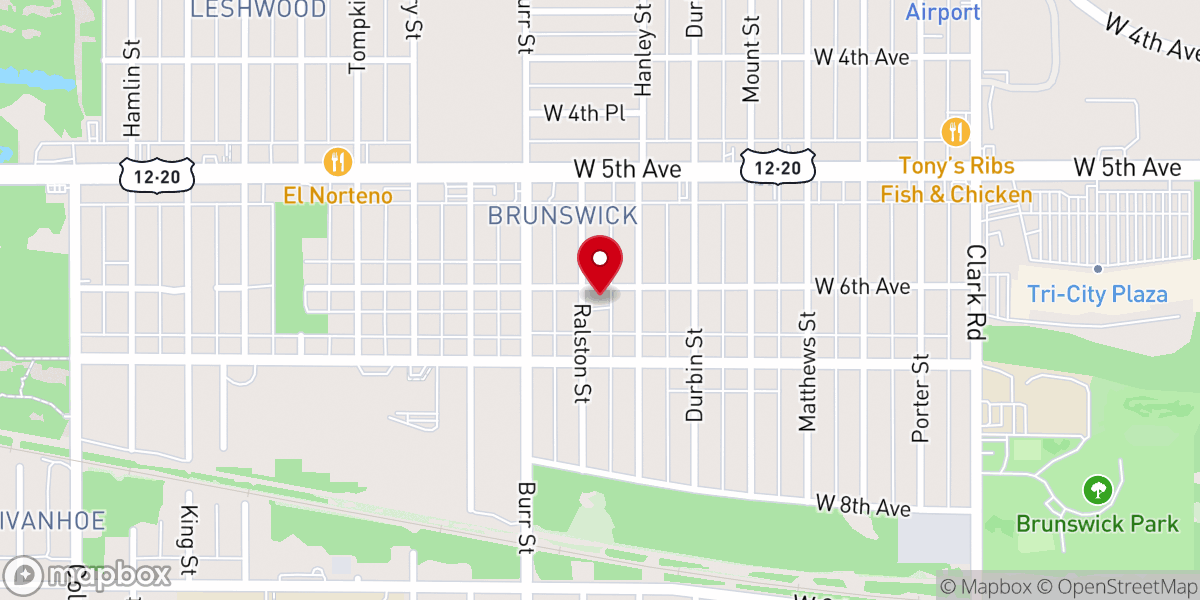 Map showing location of Tarrytown Missionary Baptist Church