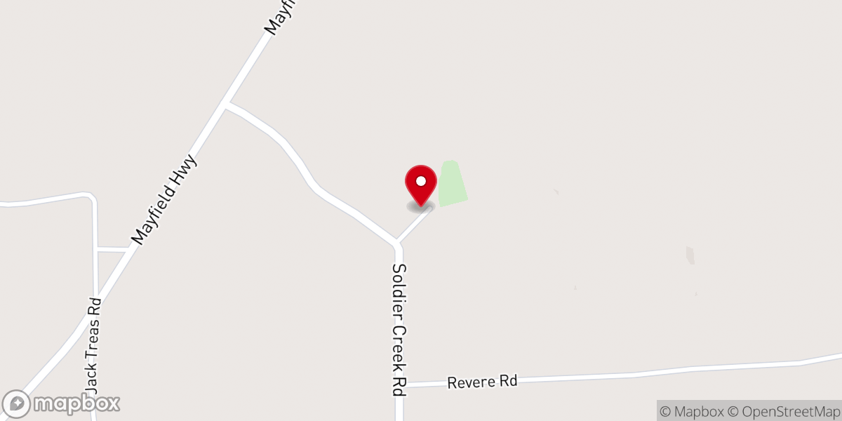 Map showing location of Soldier Creek Primitive Baptist Church