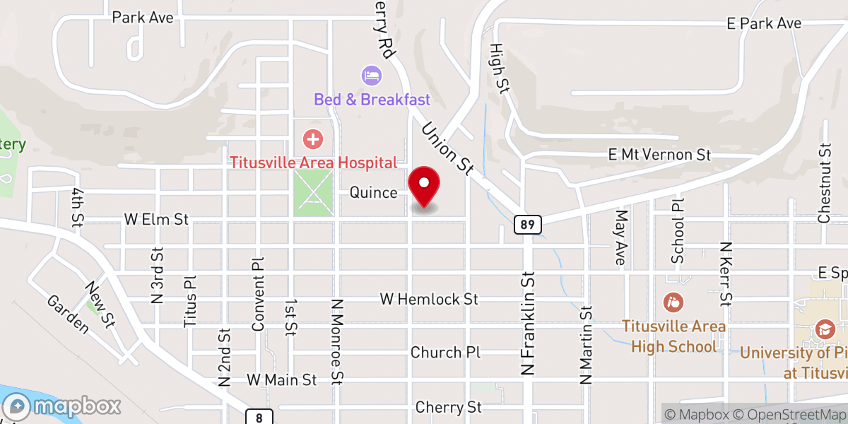 Map showing location of Emanuel Lutheran Church