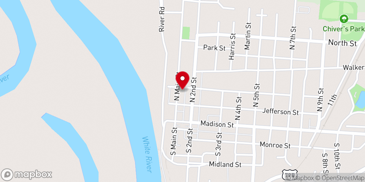 Map showing location of First Presbyterian Church