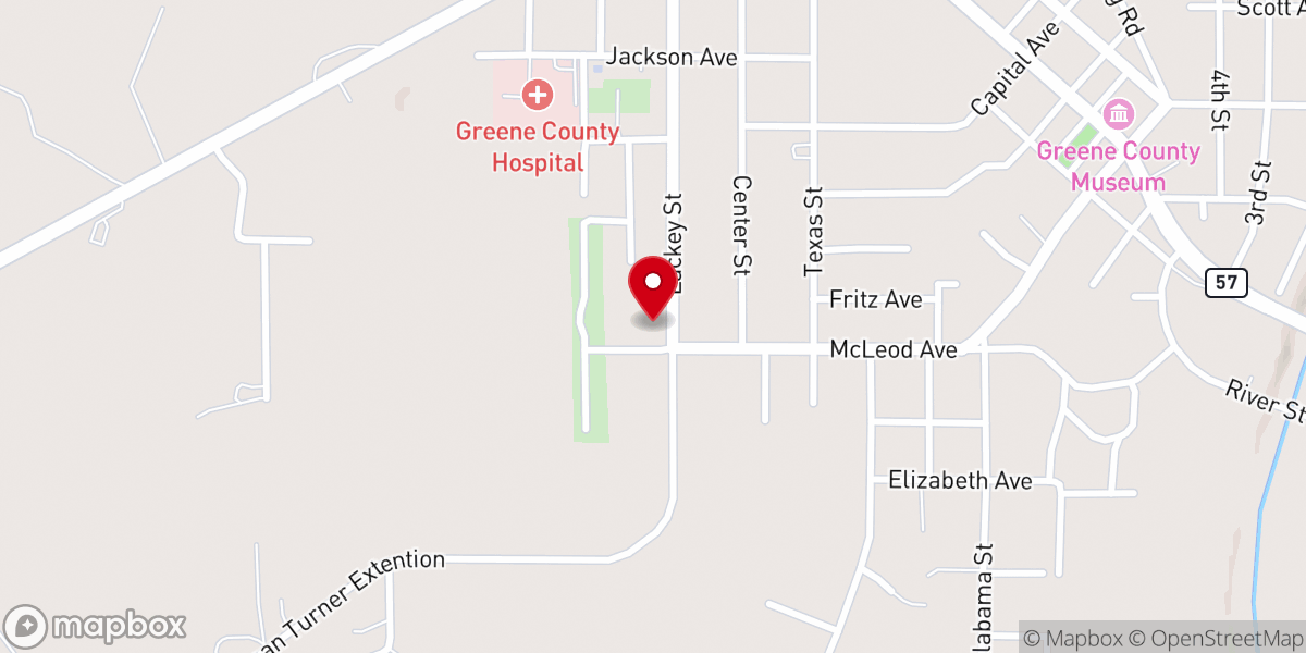 Map showing location of Pine Belt Mental Healthcare