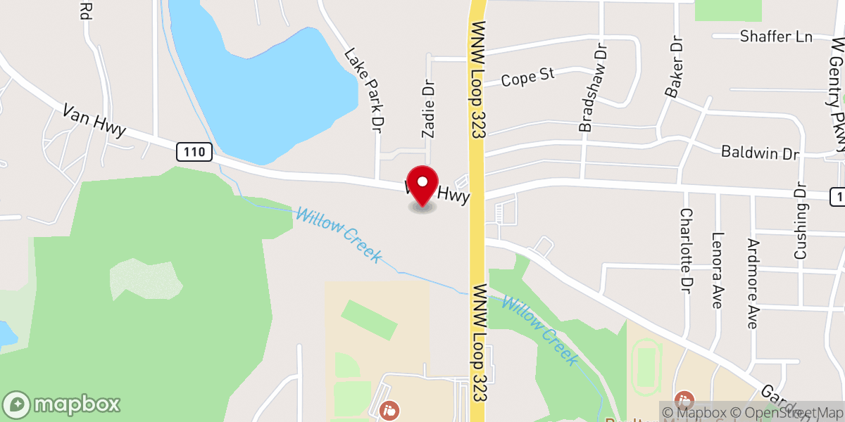 Map showing location of Pine Brook Baptist Church