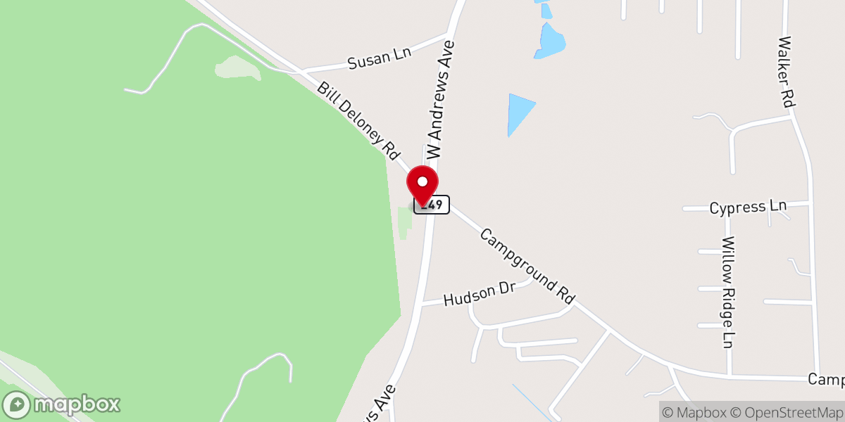 Map showing location of Campground Baptist Church