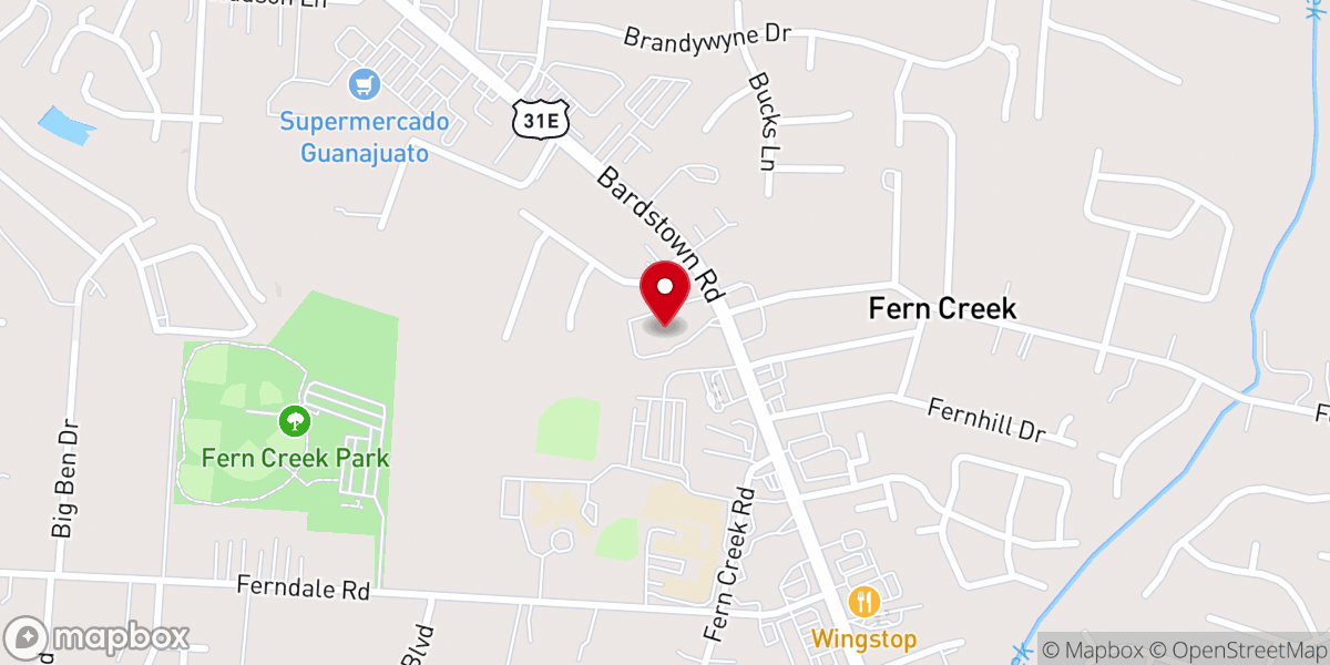 Map showing location of Fern Creek Baptist Church