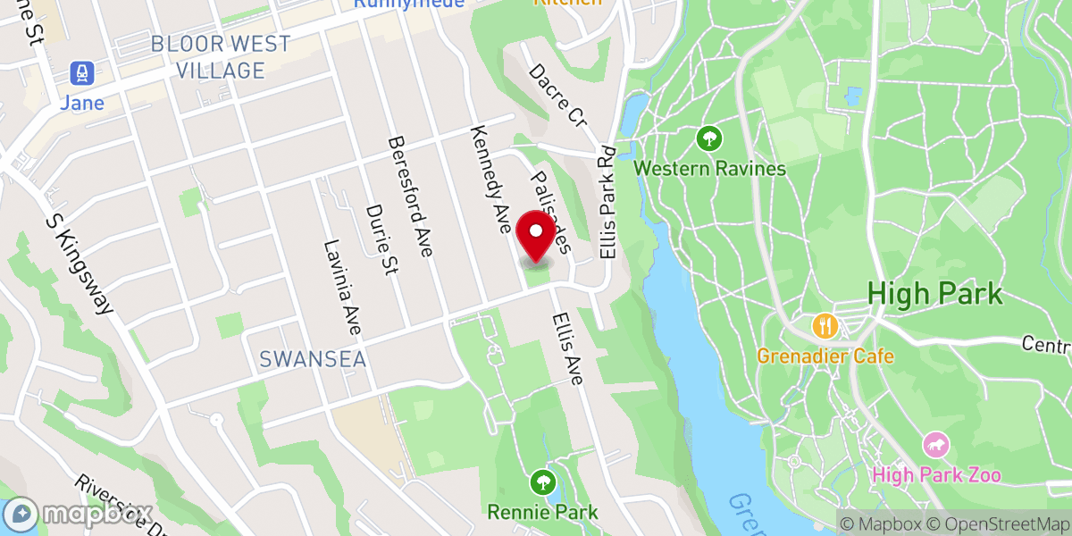 Map showing location of Morningside-High Park Presbyterian Church