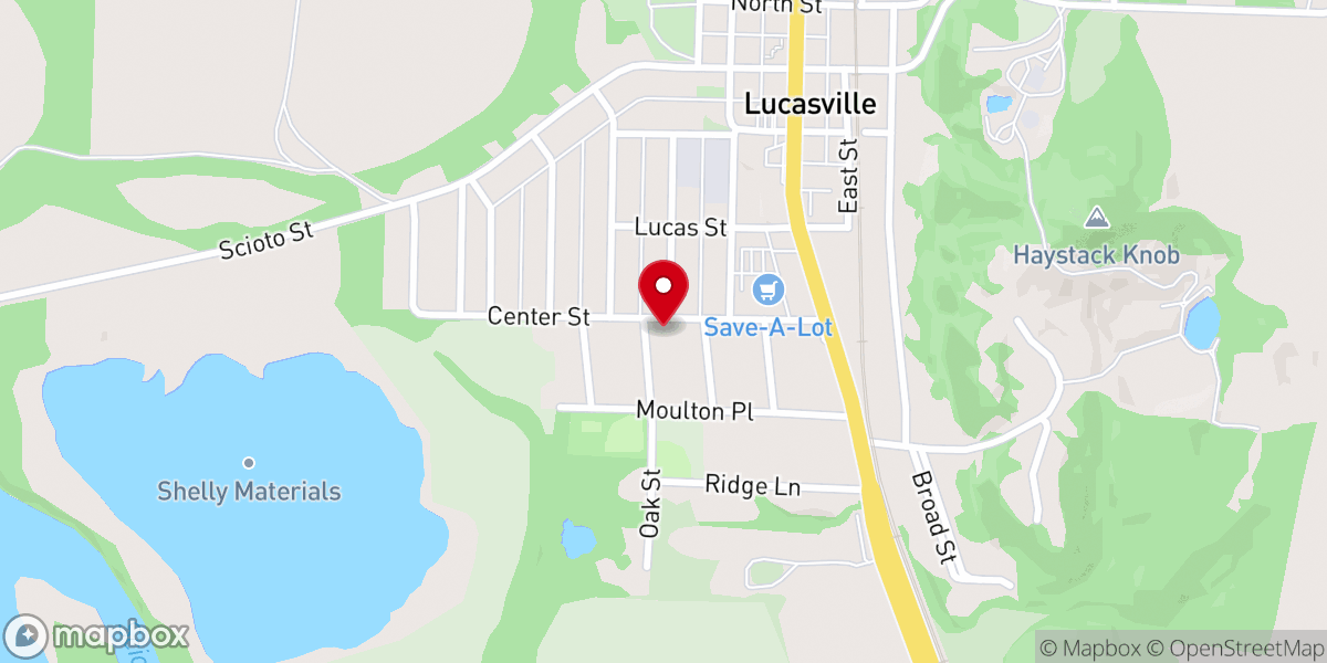 Map showing location of Lucasville Center Street Church