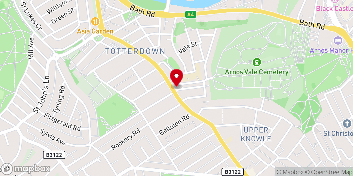 Map showing location of Totterdown Baptist Church