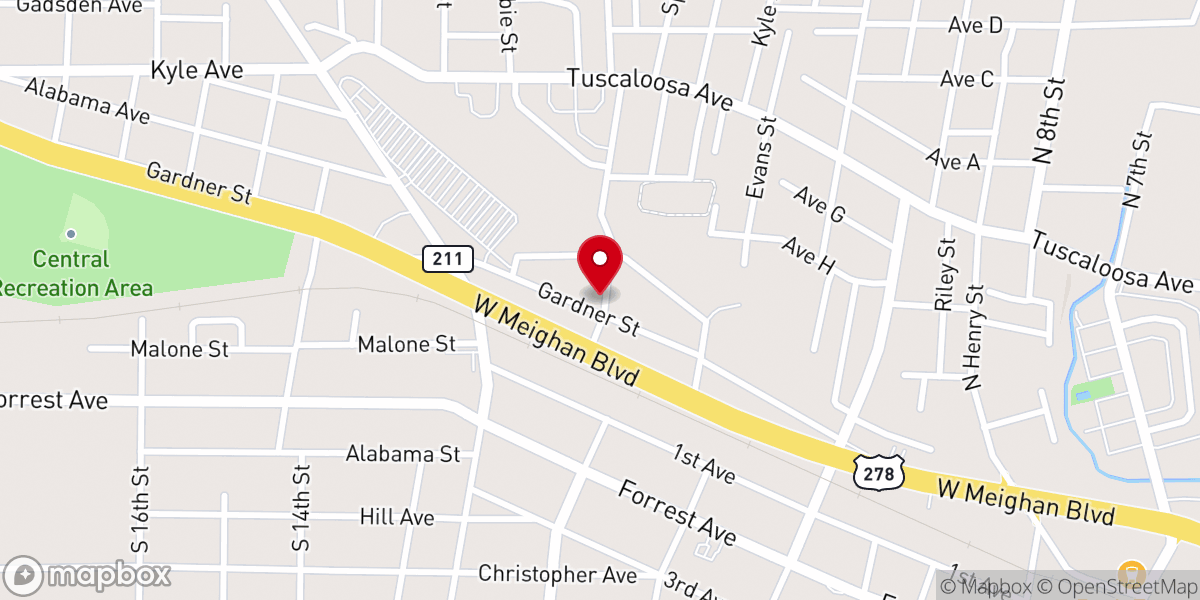 Map showing location of Gadsden City Church
