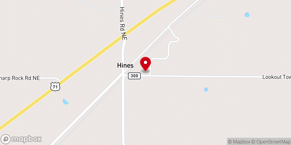 Map showing location of Hines Town Hall