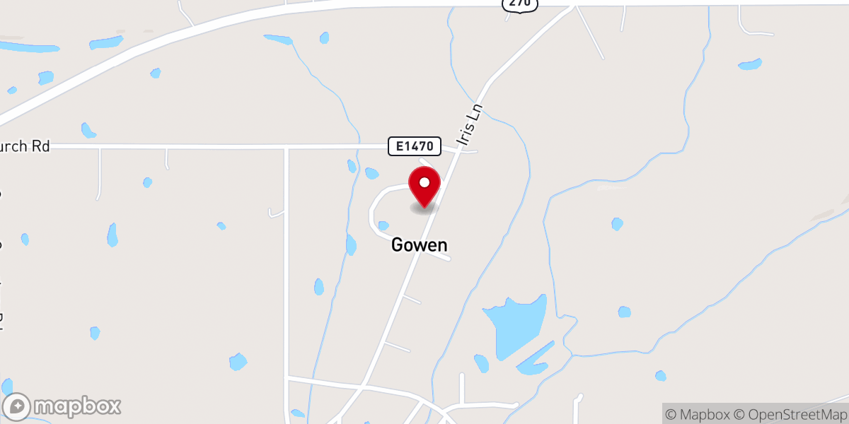 Map showing location of Gowen Baptist Church