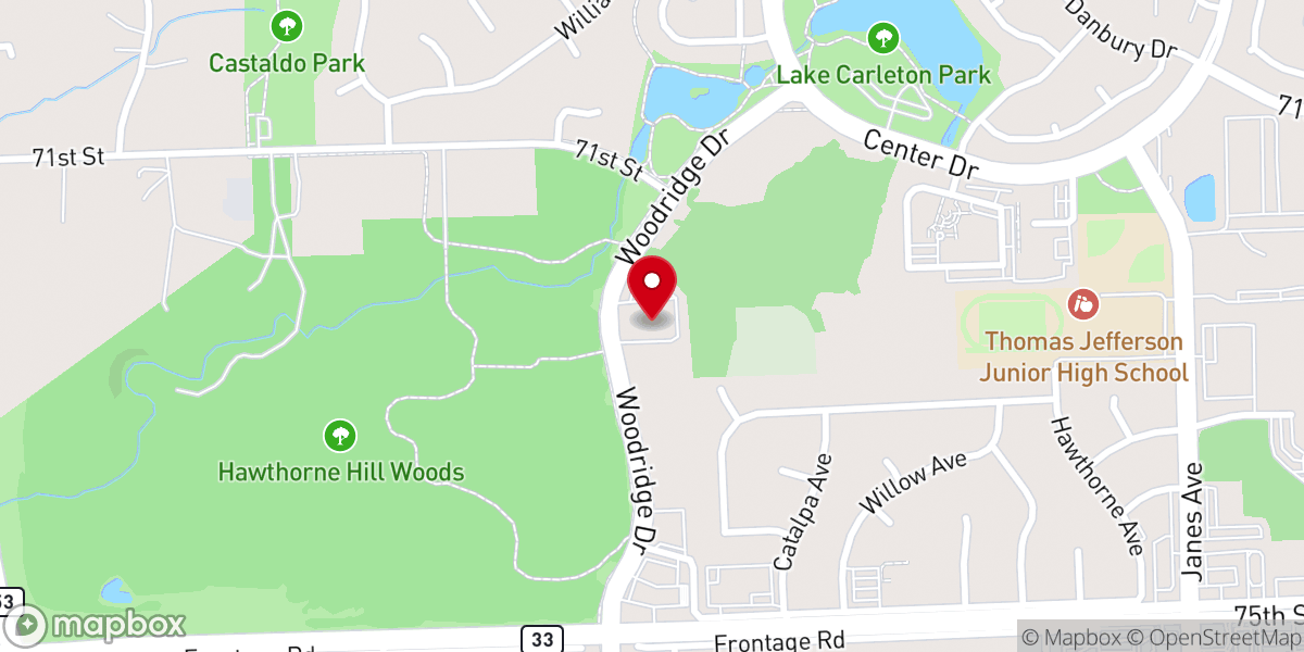 Map showing location of Woodridge WARD Young Adult single YSA CLOSE
