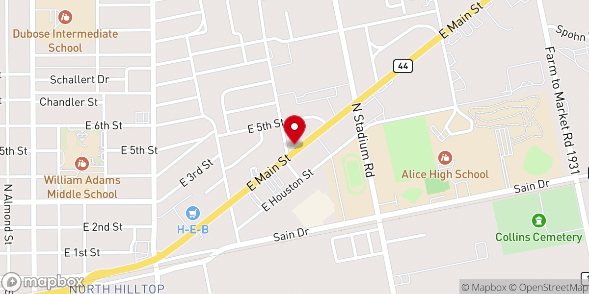 Map showing location of Taqueria Jalisco