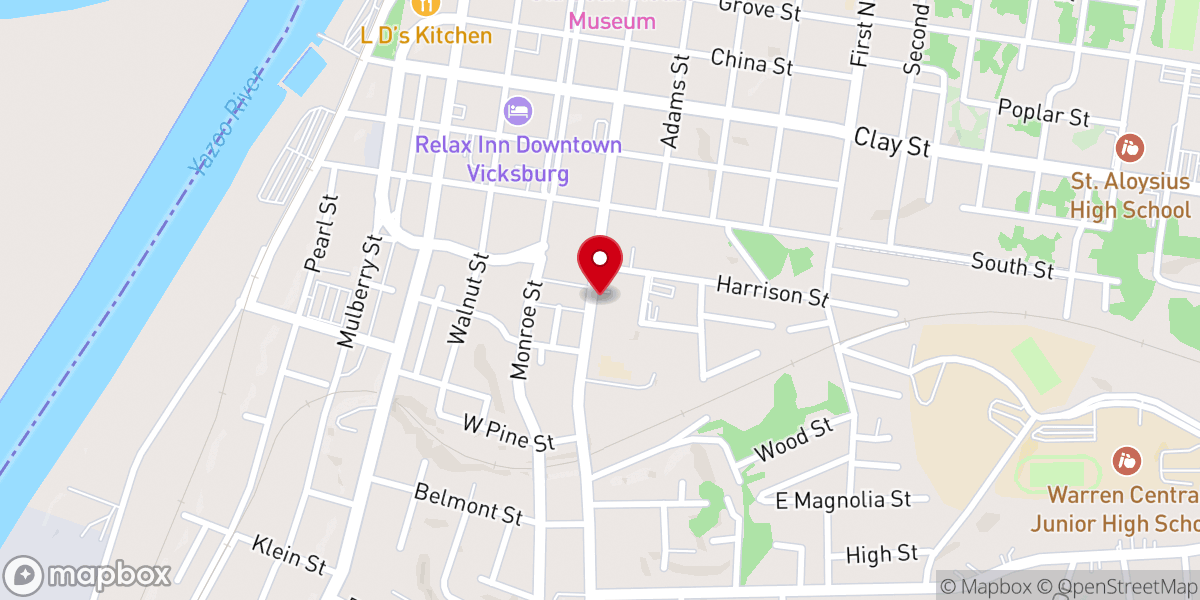 Map showing location of First Baptist Church Of Vicksburg