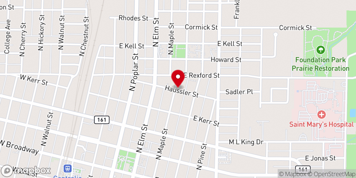 Map showing location of Second Baptist Missionary Church of Centralia