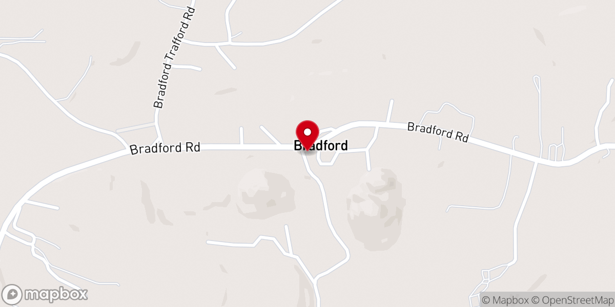 Map showing location of Bradford United Methodist Church