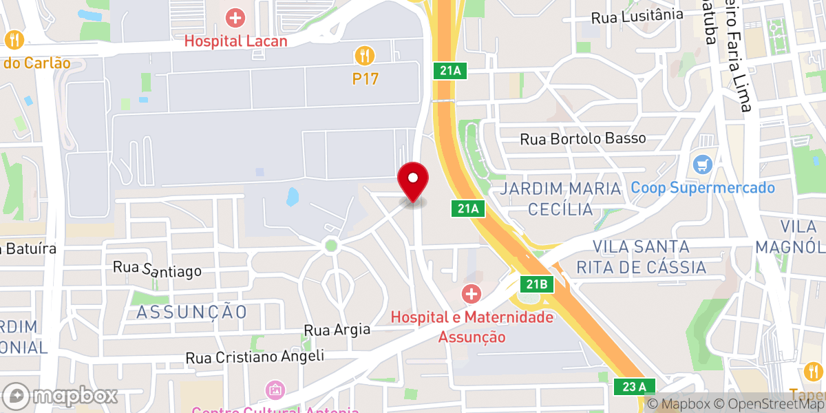 Map showing location of Assembléia de Deus Ministério ABC