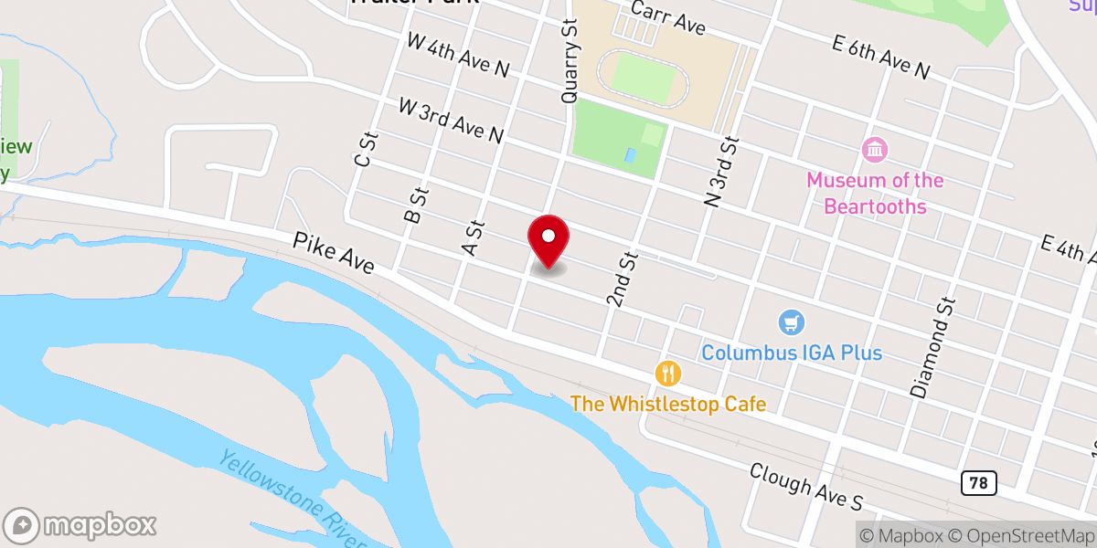 Map showing location of Columbus Evangelical Church