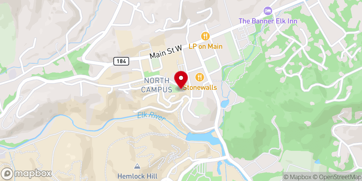 Map showing location of Banner Elk Methodist Church