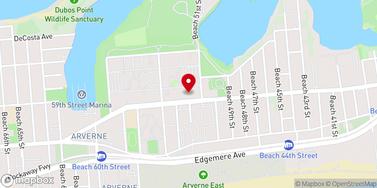 Map showing location of Iglesia Poder y Sabiduria de Dios en Far Rockaway