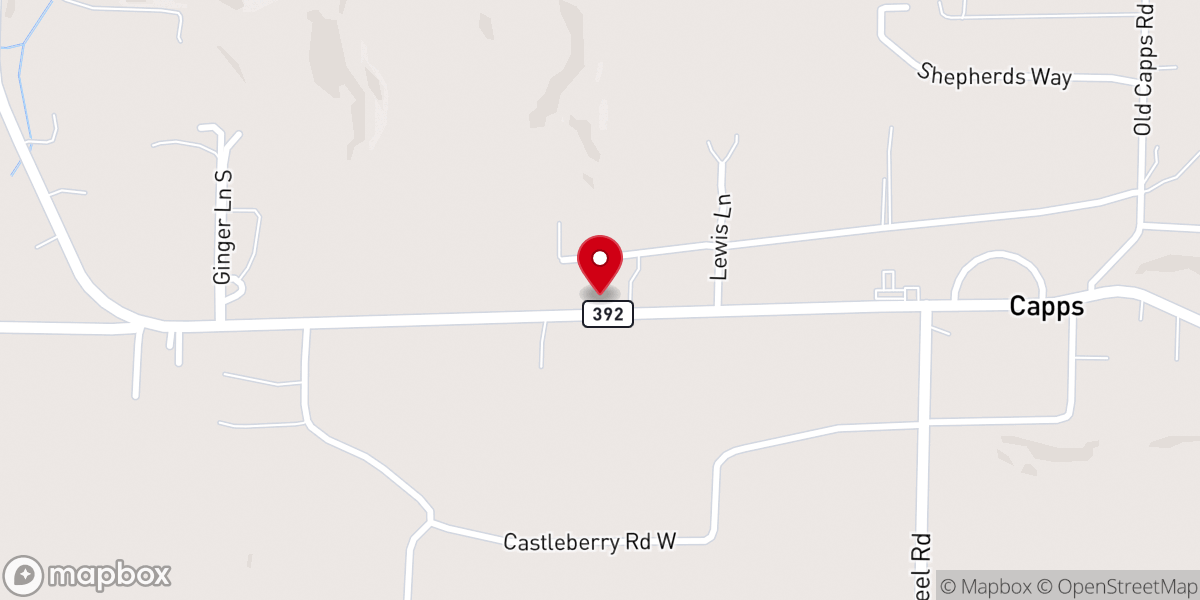 Map showing location of Trinity Harrison Baptist Church