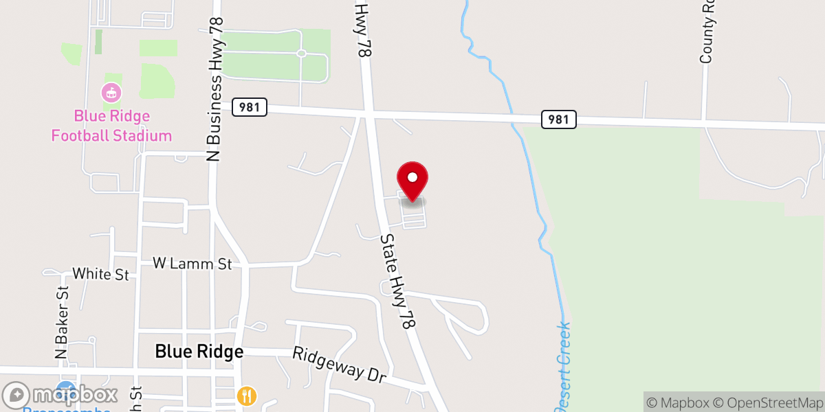 Map showing location of First Blue Ridge