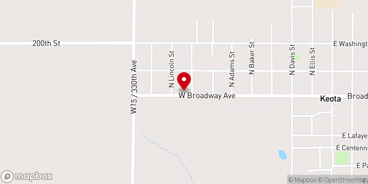 Map showing location of Keota Veterans Memorial