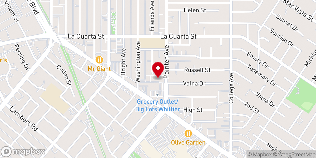 Map showing location of Whittier Church of Christ
