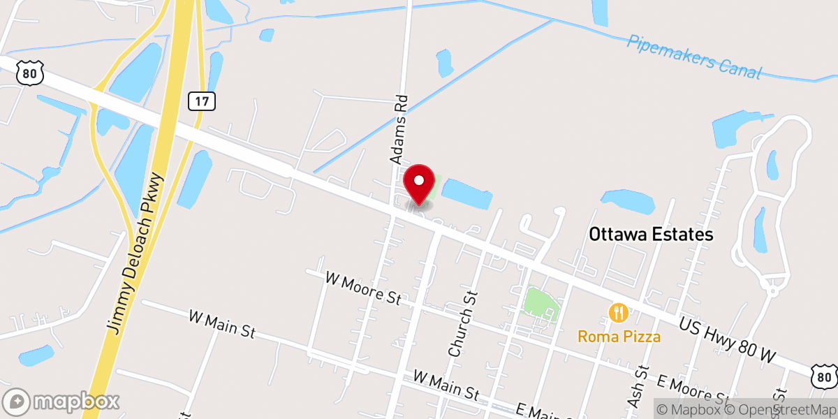 Map showing location of Piney Grove Church