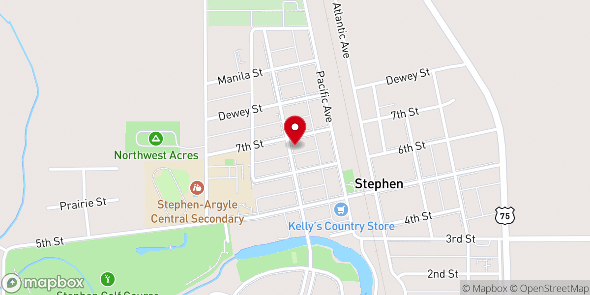 Map showing location of First Lutheran Church Stephen