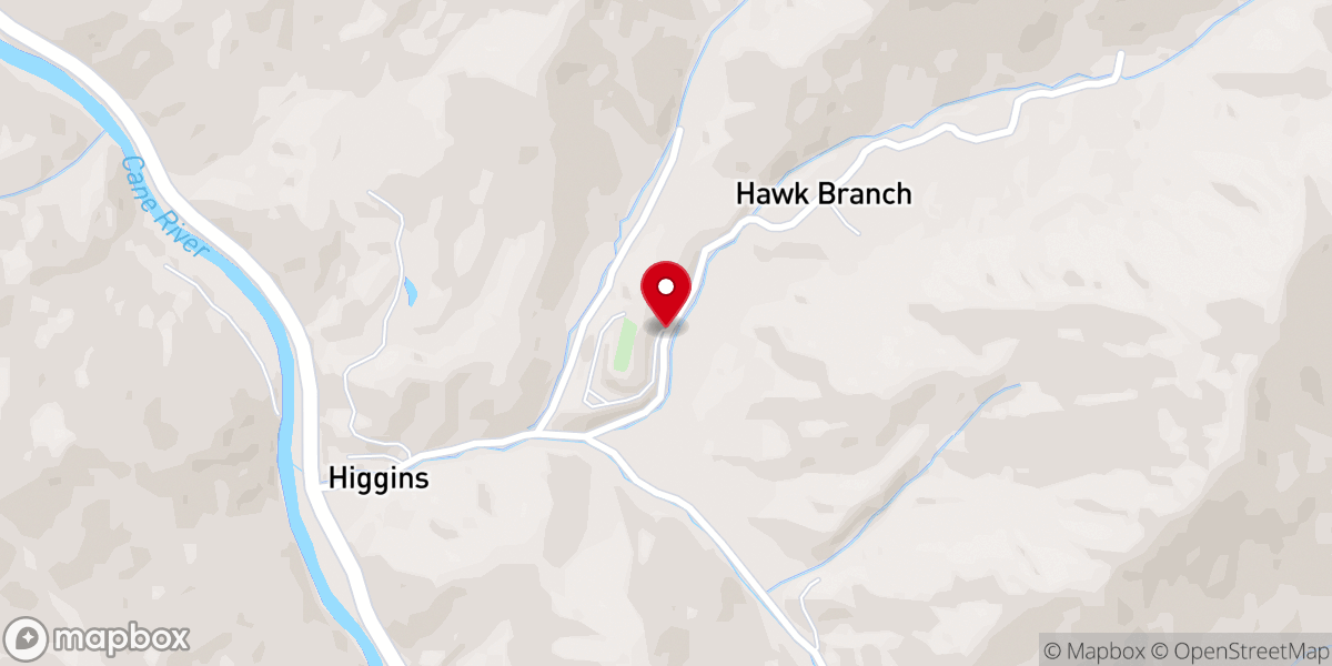 Map showing location of Higgins Freewill Baptist Church