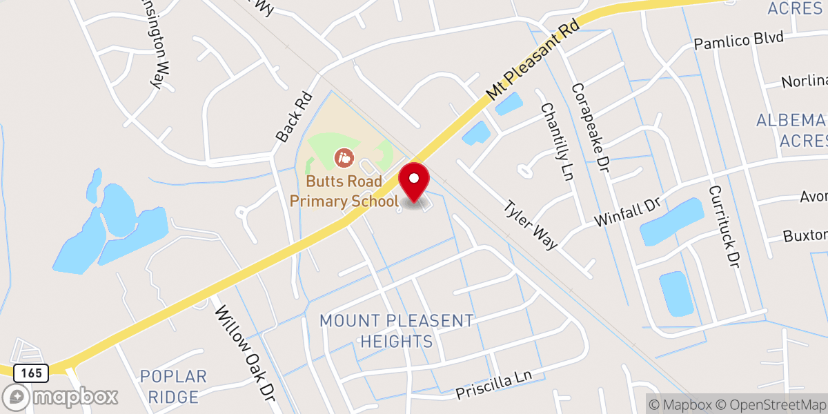 Map showing location of Chesapeake Church of Christ