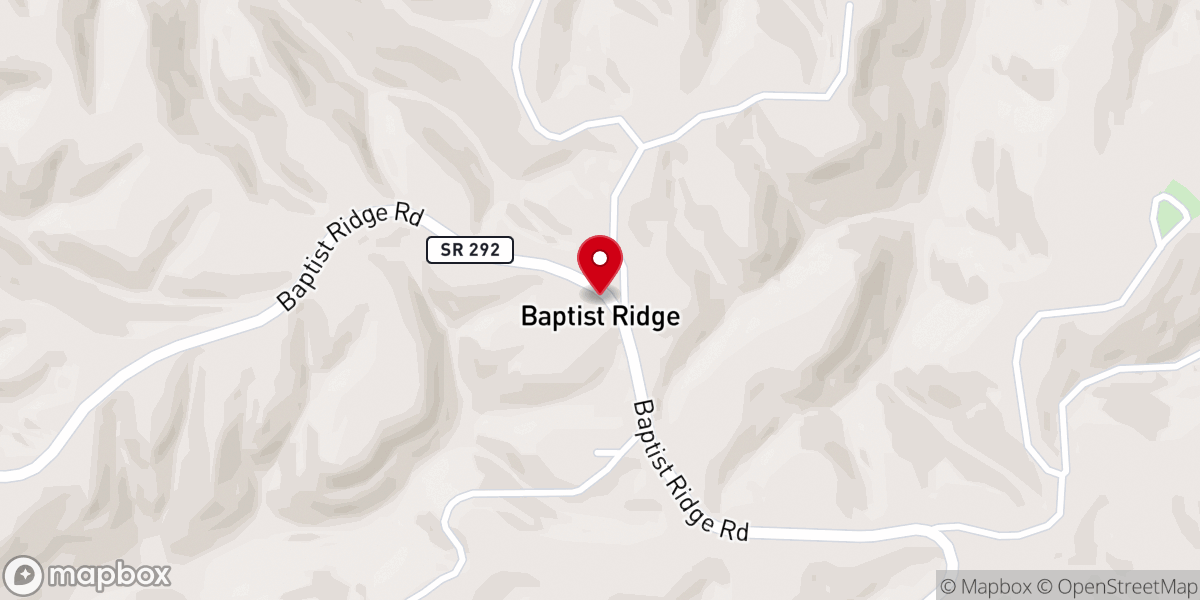 Map showing location of Baptist Ridge Baptist Church
