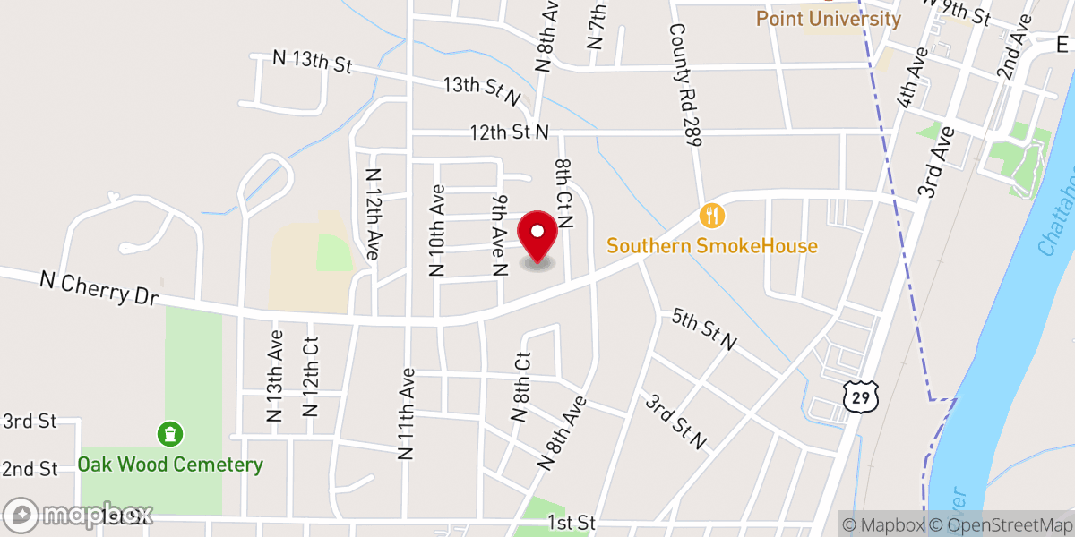 Map showing location of St Johns Baptist Church