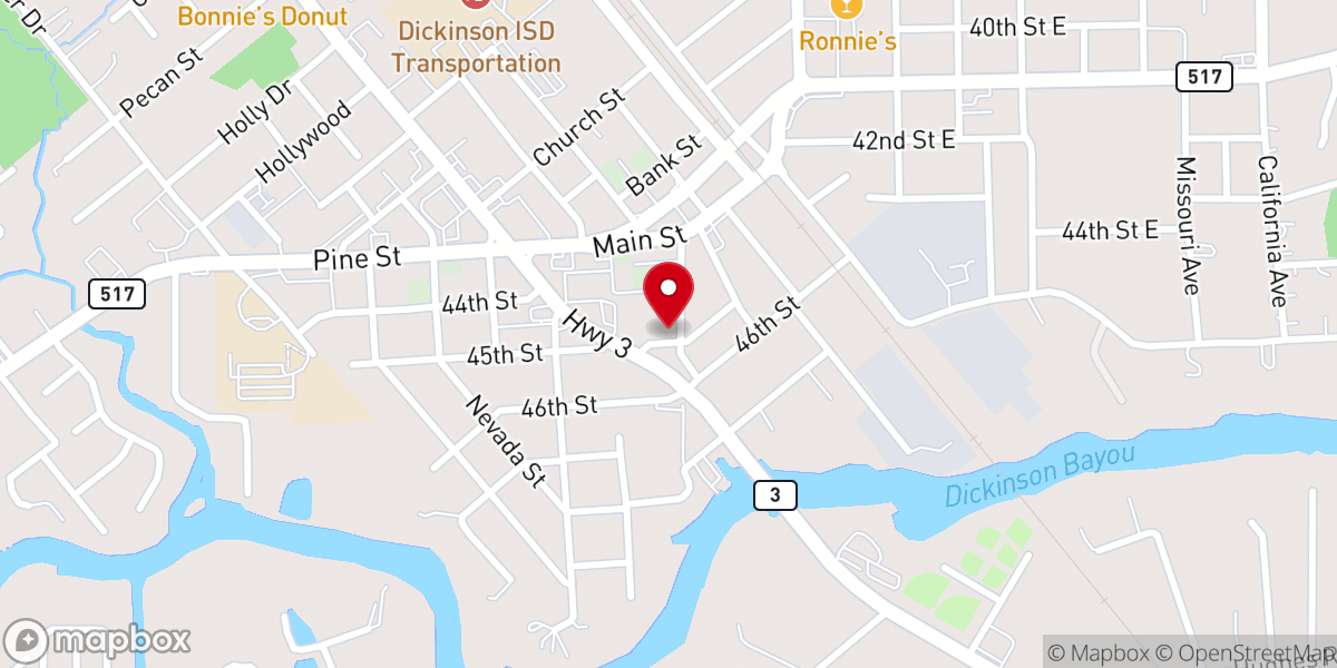 Map showing location of Bayou Baptist Church