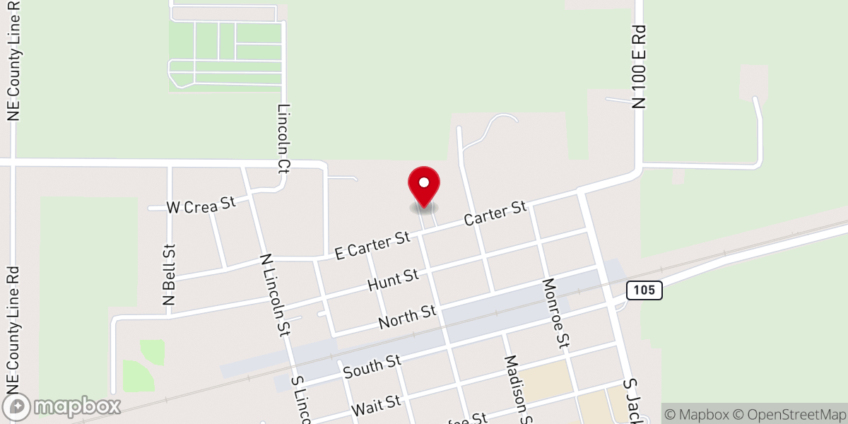 Map showing location of Cerro Gordo United Methodist Church