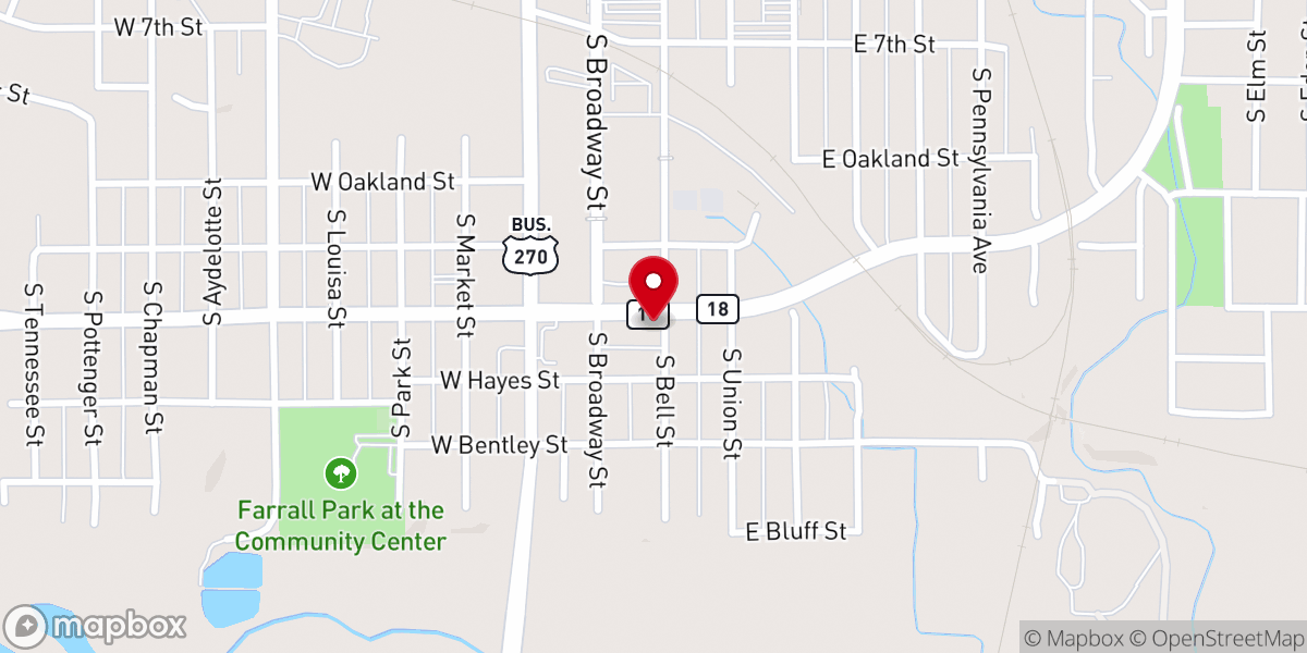 Map showing location of Farrall Street Church of Christ