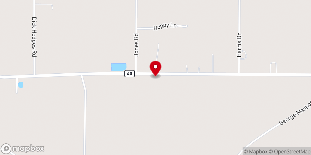 Map showing location of Baker Chapel AME Zion Church