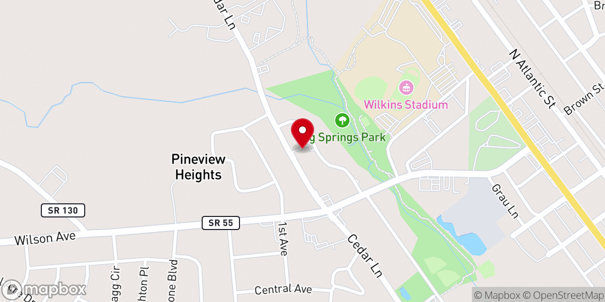 Map showing location of Tullahoma Seventh-day Adventist Church